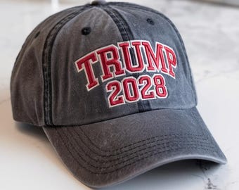 Casquette brodée Trump 2028 : casquette de baseball en coton délavé