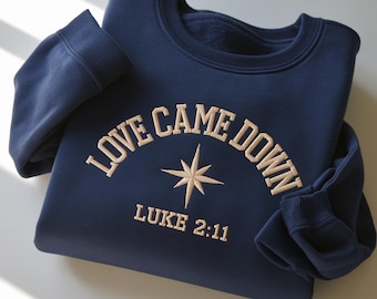Embroidered Nativity Scene Sweatshirt, Christian Christmas Gift