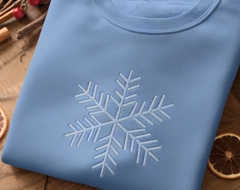 Embroidered Snowflake Sweatshirt: Winter Holiday Shirt
