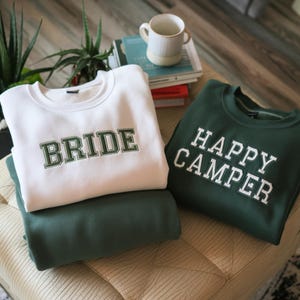 Custom Camp Bachelorette Party Embroidered Sweatshirt Mountain Bride Tee Camp Camping Tees Camp Themed Lake Bachelorette Shirts Camping Tee