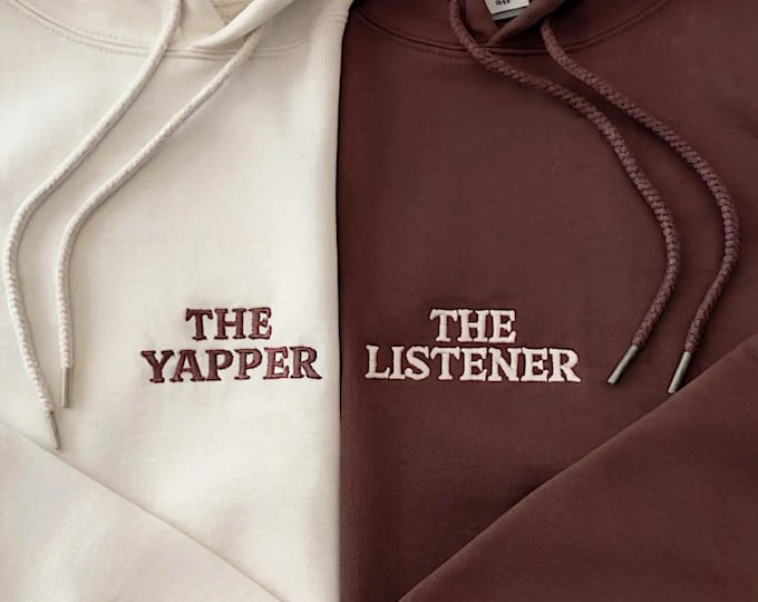 Embroidered Couple Sweatshirt: Listener & Yapper Matching Shirts
