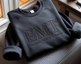 Embroidered EMT Sweatshirt, First Responder Crewneck