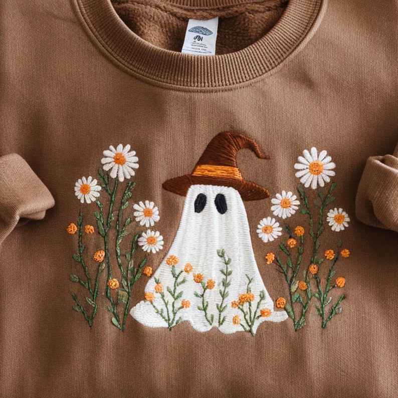 Joyous and Free Multi~colored Ghost Sweatshirt adorned with Sequins