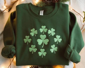Sudadera con trébol bordado, camiseta irlandesa de la suerte para el Día de San Patricio
