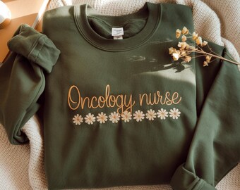 Embroidered Oncology Nurse Sweatshirt,  RN Crewneck, Gift For Women
