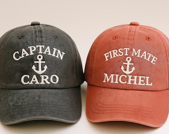 Embroidered Captain Hat: Personalized Boat Crew Cap, Anchor Design
