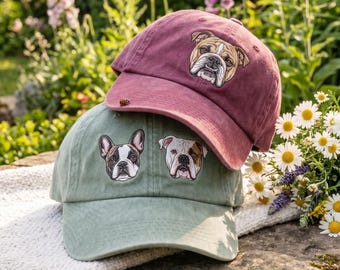 Embroidered Dog Portrait Baseball Cap, Custom Pet Lover Gift