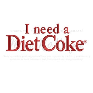 Diet Coke Bottles Embroidery Design: DST File (Digital Download)