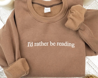 Embroidered Book Lover Sweatshirt: Minimalist Reading Design