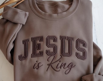 Embroidered Jesus Is King Shirt: Minimalist Christian Apparel