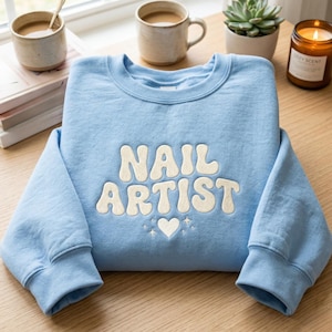 Embroidered Nail Artist Sweatshirt, Nail Tech Gift, Social Network Shirt