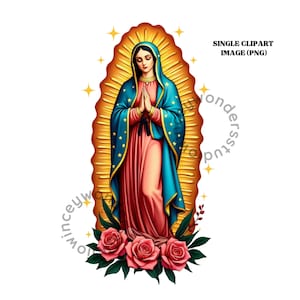 Notre-Dame de Guadalupe Clipart PNG, aquarelle Vierge de Guadalupe Sublimation Design, Vierge Marie PNG, chemise religieuse Design téléchargement