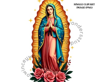 Watercolor Virgin of Guadalupe PNG Clipart: Religious Shirt Design (Digital Download)