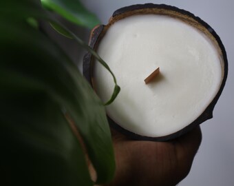 Velas ecológicas de cáscara de coco / Cera de soja perfumada hecha a mano / Decoración tropical del hogar / Idea de regalo única