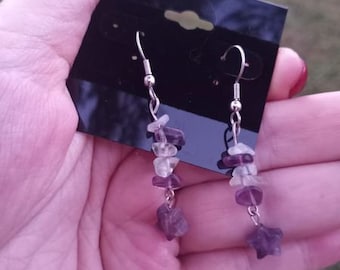 Rainbow Flourite chip w/star earrings