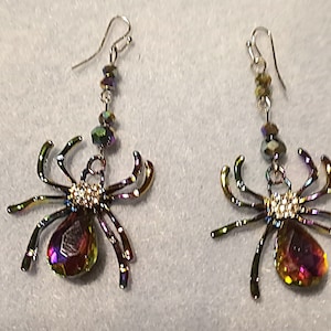 Sparkley Spider earrings, Gorgeous Halloween earrings