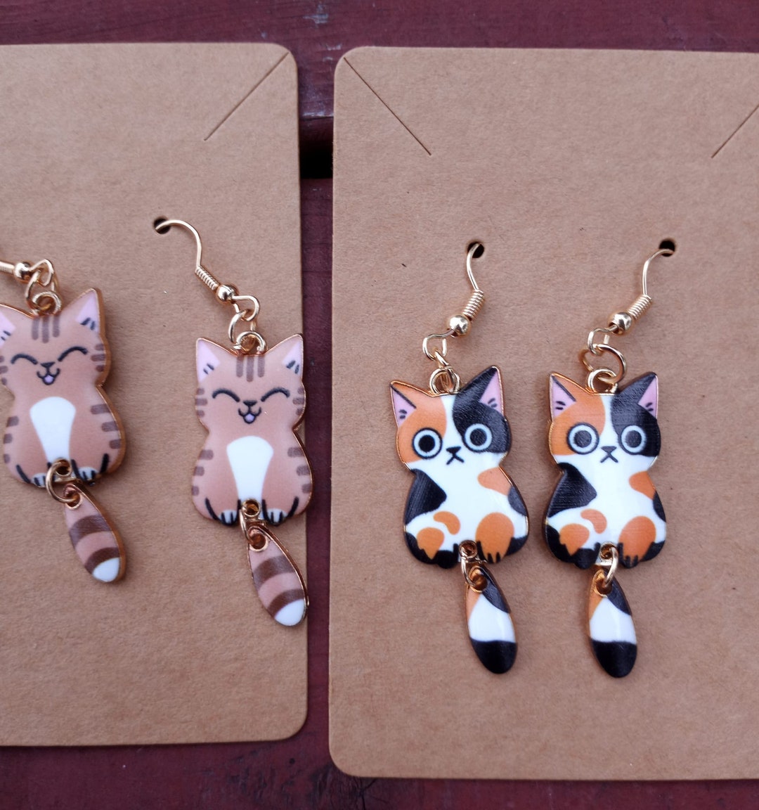Acrylic Cat Earrings - Cute Dangle Drop Earrings For Cat Lovers, Girls, Kids (Hypoallergenic)