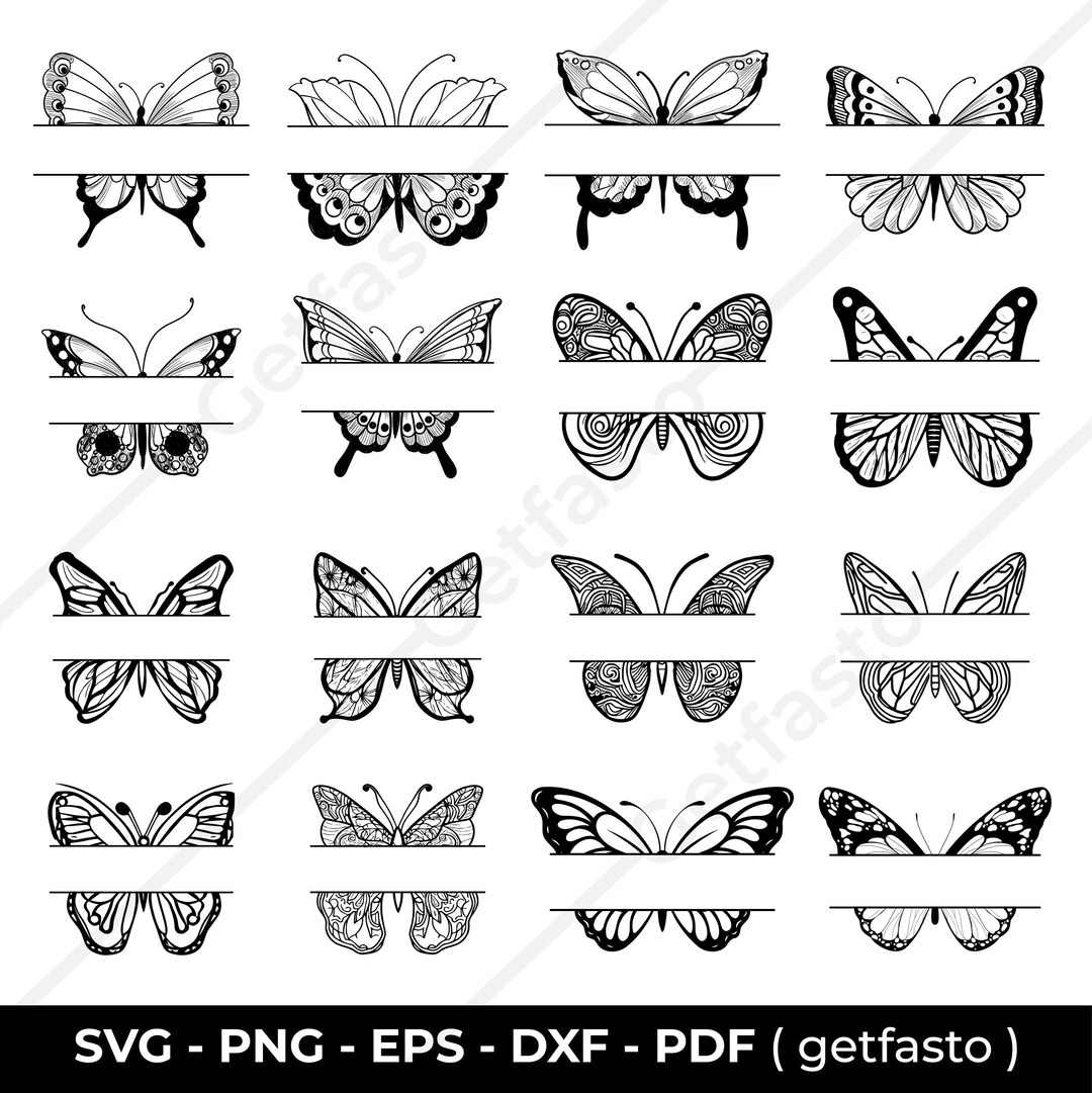 Cute Butterfly SVG, Butterfly Split Bundle SVG Files, Butterfly SVG ...