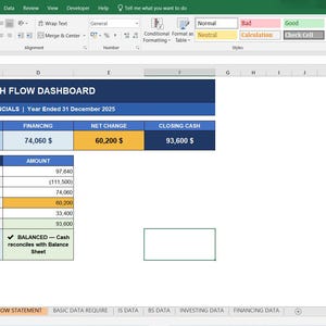 Advanced Cash Flow Statement Generator | IAS 7 Compliant | Indirect Method | Fully Automated Excel Template