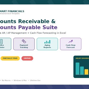Suite di gestione AR/AP / Fatturazione Excel, monitoraggio dei pagamenti, report sull'anzianità dei crediti (download in Excel)