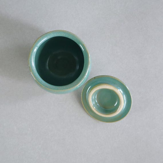 手作り益子焼陶器の壺：レトロな緑釉、日本の陶器 - Etsy 日本