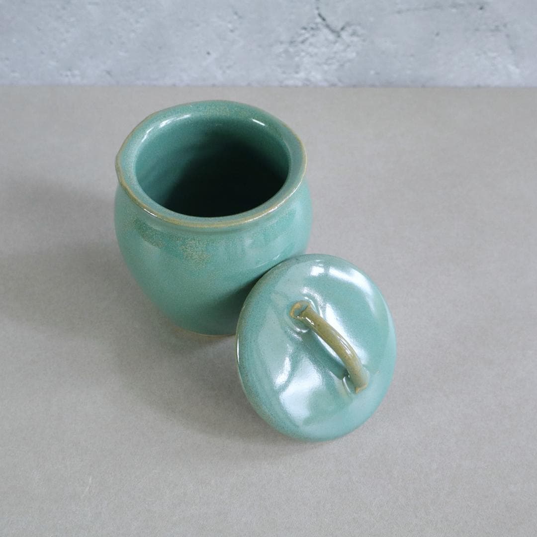 手作り益子焼陶器の壺：レトロな緑釉、日本の陶器 - Etsy 日本