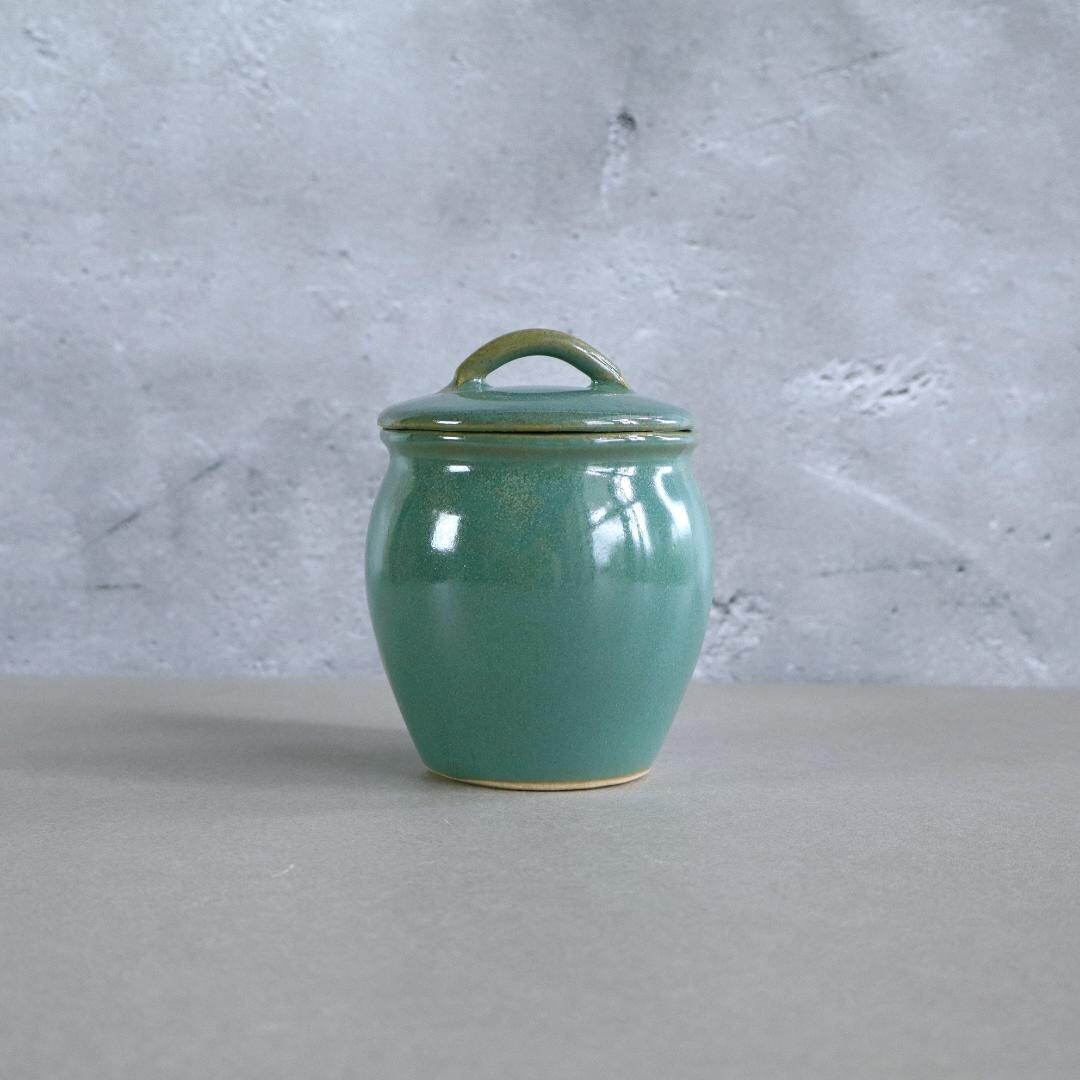 手作り益子焼陶器の壺：レトロな緑釉、日本の陶器 - Etsy 日本