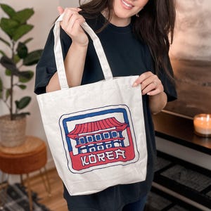 Korea Tote Bag, Korea Wedding Gift, Korea Bachelorette Gift, Wedding Favors, Seoul Souvenir, Korea Travel Bag, Korea Travel Tote