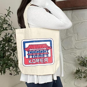 Korea canvas tote bag,korean fashion, kpop bag, korean tote bag, kora travel bag,korea travel tote,korea travl purse,korea souvenir,korea
