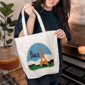 Paris Tote Bag, Paris Wedding Gift, Paris Bachelorette Gift, Wedding Favors, Paris Souvenir, Paris Travel Bag, Paris Travel Tote