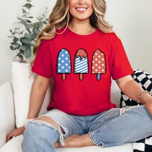 Patriotic Ice Cream T-Shirt for 4th of July, Cute Summer Shirt, American Flag Tshirt,  Independence Day Shirt,Fun 4th of july tshirt, USA