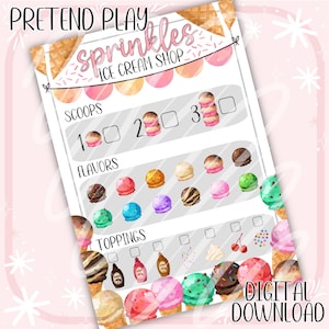 Ice Cream Shop Pretend Play | Ice Cream Shop | Ice Cream Shop Printable | Ice Cream Shop Dramatic Play | Pretend Play Printables