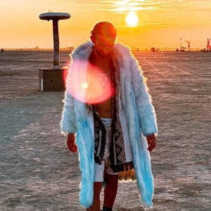 Unisex LED Faux Fur Light Up Coat - Burning Man Festival Fashion