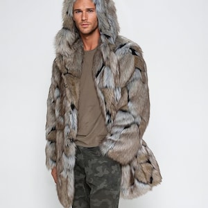 Unisex Hooded Faux Fur Coat MAELSTROM Burning Man Festival Fashion