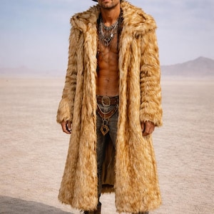 Unisex Light Up LED Faux Fur Coat UNDINE Burning Man Festival Fashion