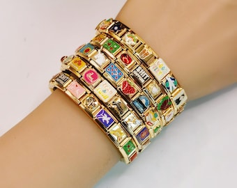 Personalized Gold Italian Charm Bracelet, Mother's Day Gift