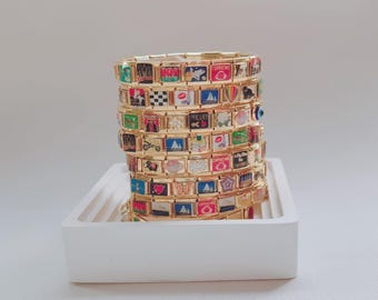 Custom Gold Italian Charm Bracelet, Detachable Charms