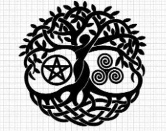 Goddess tree design with triceta and pentagram SVG Cut File Design for Cricut, PNG, Clip Art Vector, Vinyl Laser Engraving, Graphic Art