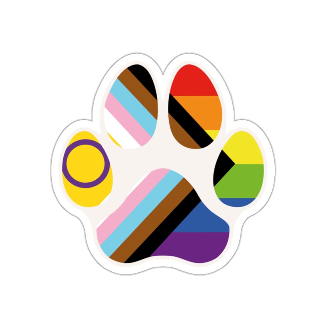 Intersex Inclusive Progress Pride Flag Dog Paw Kiss-cut Stickers - Etsy