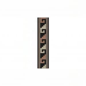 May include: A black, white and brown patterned trim with a geometric design.