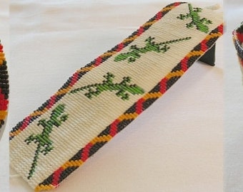 Baby Geckos Cuff Bracelet - Loom or 1 Drop Even Peyote Bead Pattern