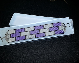 4 Art-Deco-Manschette und dünnes Armband Perlenmuster - Loom und Peyote