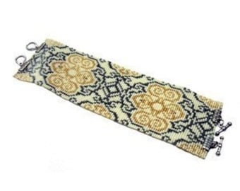 3 Colorway Loom Bead Patterns for the Price of 1 - Damask Cuff Bracelets