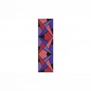 Red Hat Abstract Cuff Bracelet - Loom or 1 Drop Even Peyote Bead Pattern