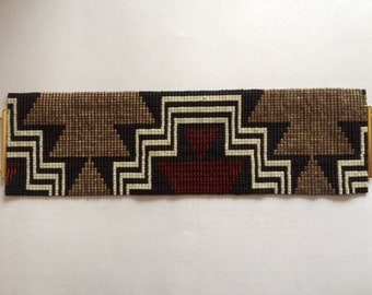 Aztec Steps Cuff Bracelet - Loom or 1 Drop Even Peyote Bead Pattern