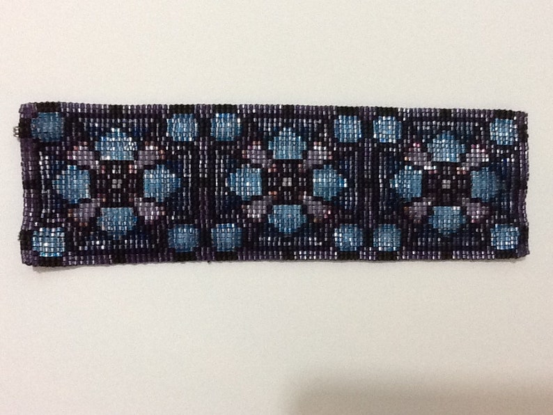 Stained Glass Cuff Bracelet Loom or 9 Drop Even Peyote Bead Pattern image 4