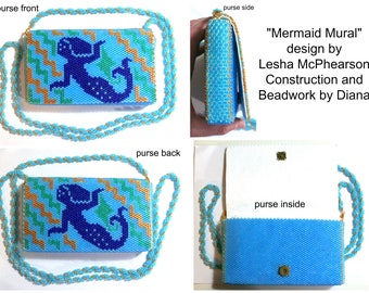 Mermaid Mural Purse - 1 Drop Odd Peyote Bead Pattern - Miyuki Size 8 Delicas