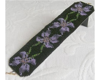 2 Bead Patterns for the Price of 1 - Violets Cuff Bracelets - 2 Variations Loom or 1 Drop Odd Peyote