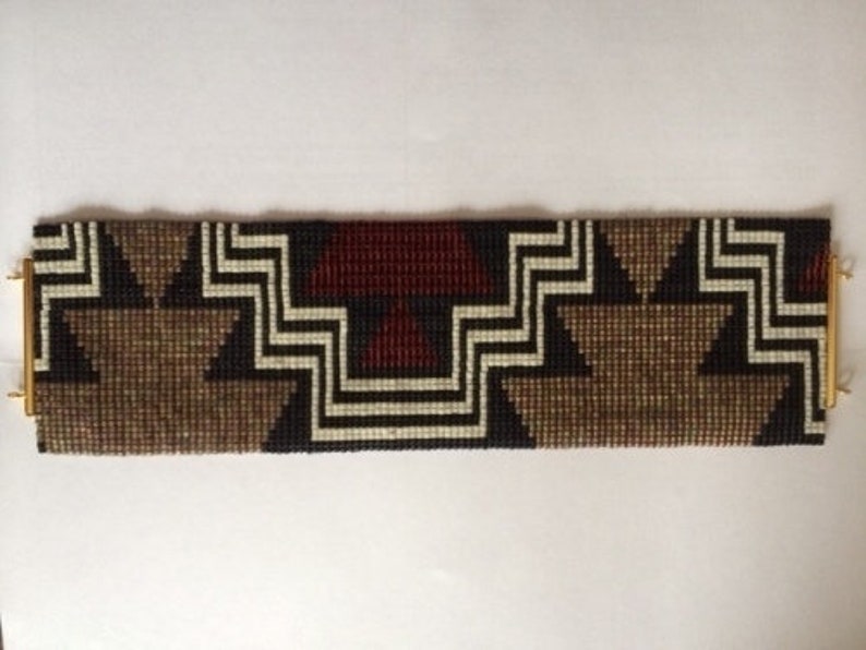 Aztec Steps Cuff Bracelet Loom or 1 Drop Even Peyote Bead Pattern image 2
