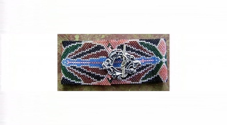 2 Bead Patterns for the Price of 1 Art Nouveau Cuff Bracelets 2 Colorway Loom or 1 Drop Odd Peyote image 3